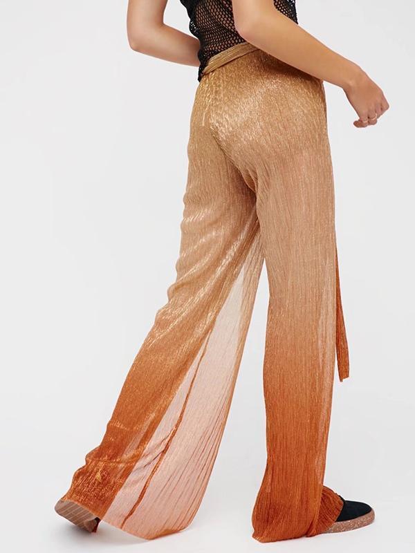 Pretty Asymmetry Gradient Wide Leg Bottom Casual Pants