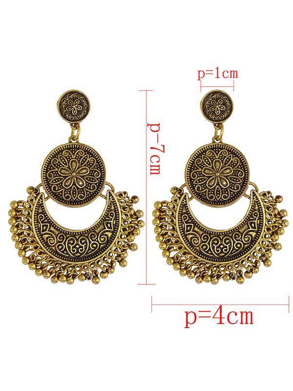 Retro Bohemia Tassels Carving Turquoise Earrings