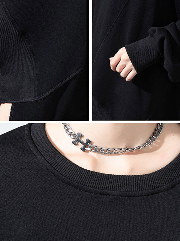 Urban Solid Color Split-Joint Long Sleeve T-Shirt Top