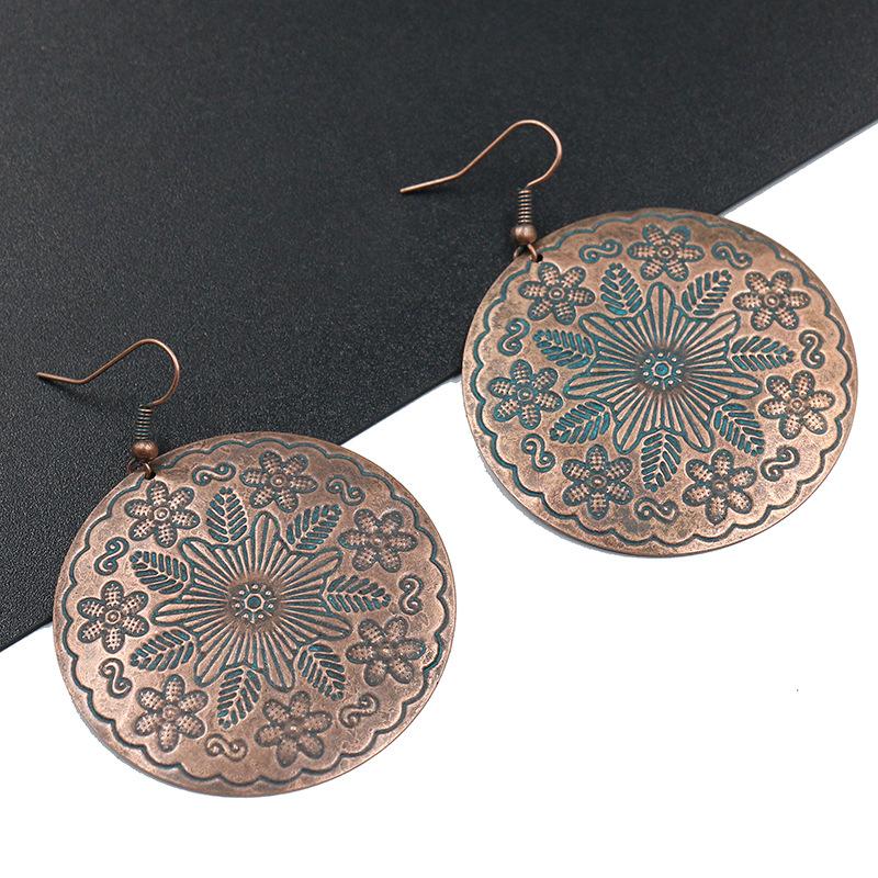 Vintage alloy big fashion flower long exaggeration earrings