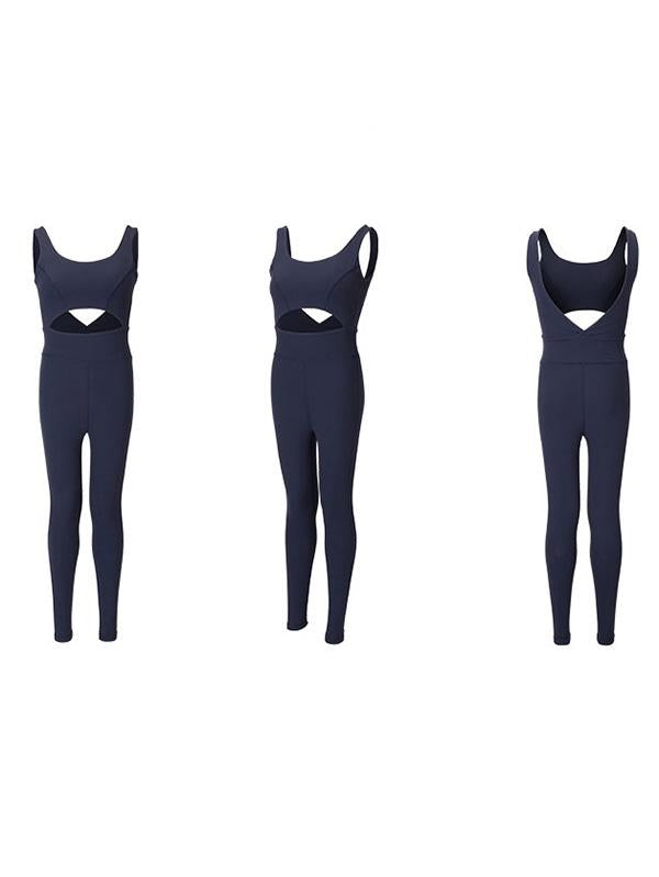 Solid Backless Yoga Jumpsuits