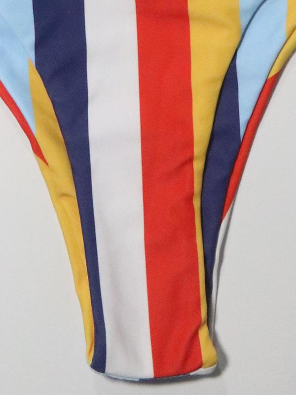 Random Cut Stripes Bikinis Swimwear