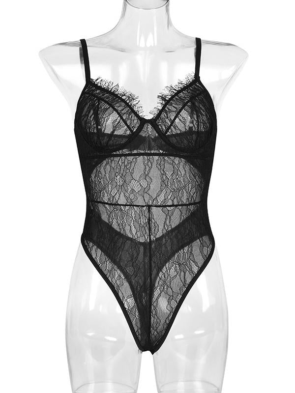 Eyelash Lace Underwired Bodysuit Lingerie