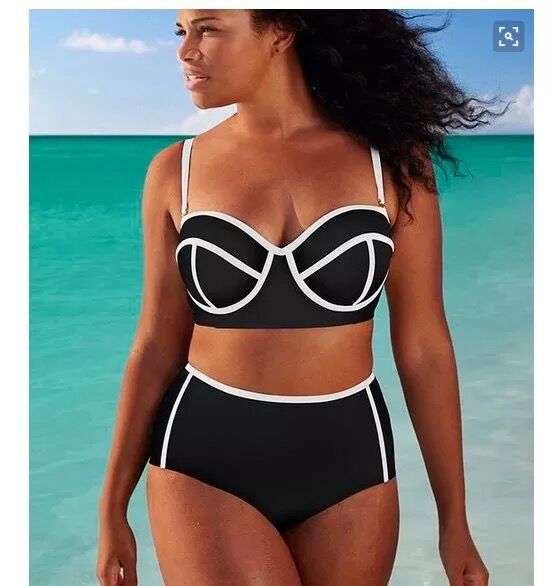 Feipo big plus fat high waist Bikini Swimsuit