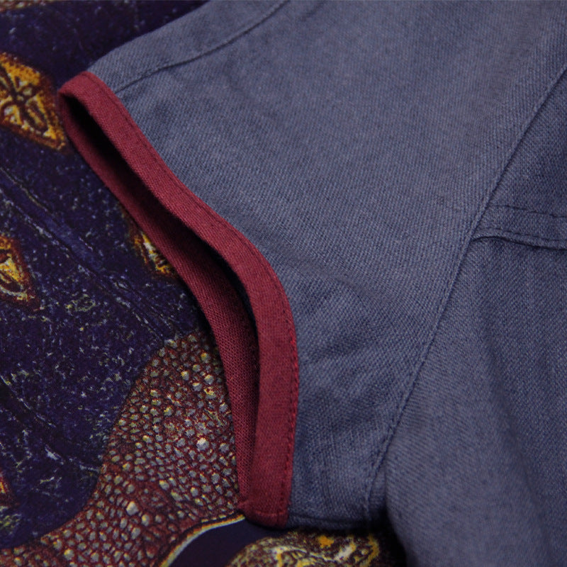 Cotton Linen Floral Print O-Neck Short Sleeve Bohemian