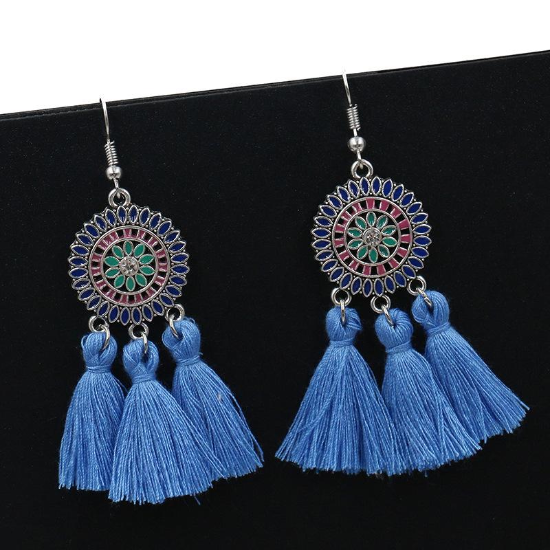 Bohemian fashion long tassel earrings ladies creative alloy earrings