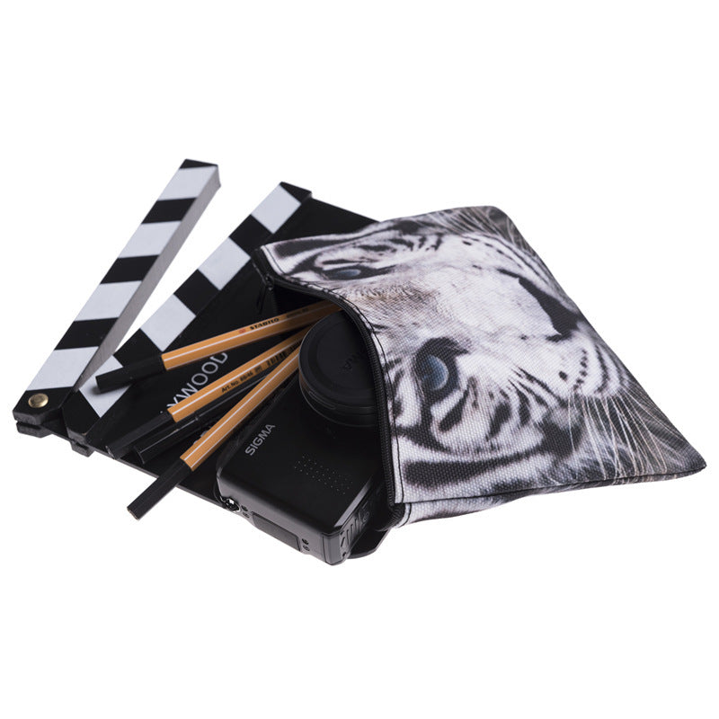 White tiger portable makeup bag