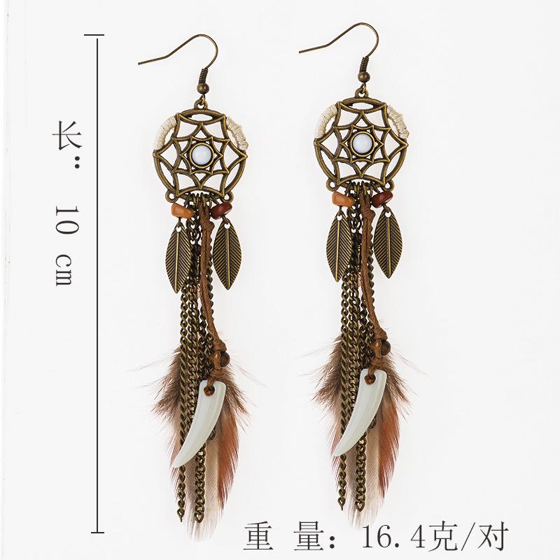 Bohemian fashion dream catcher earrings