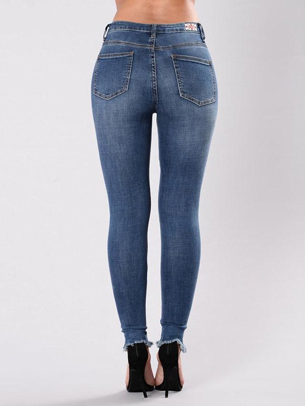 Pretty Embroidered Ripped Stretch Jean Pants Bottoms