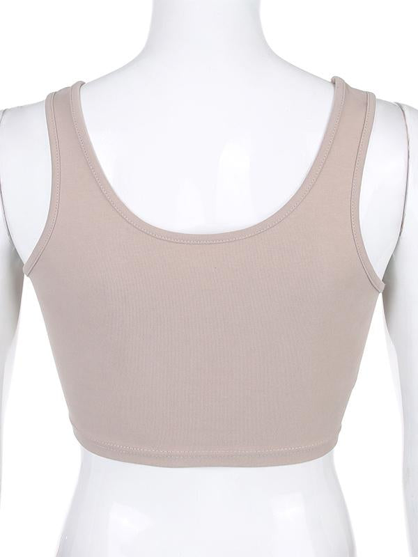Solid Wrap Sleeveless Sports Bra