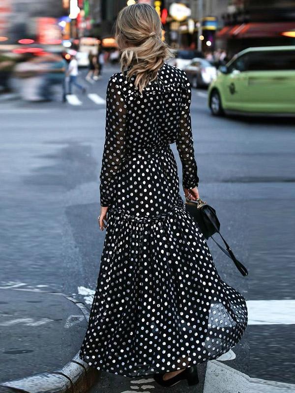 Bohemia Polka-dot Big Hemline Maxi Dress