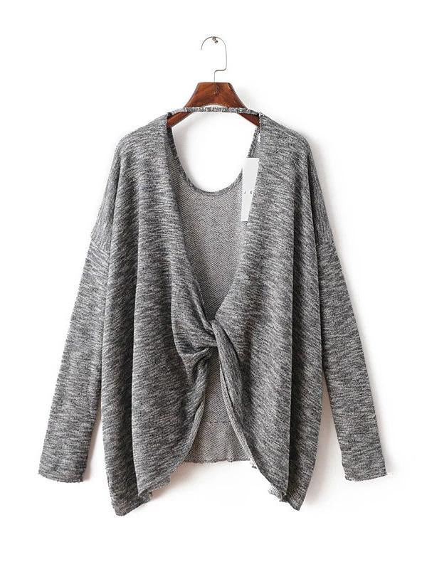 Loose Long Sleeves Backless Sweater Tops