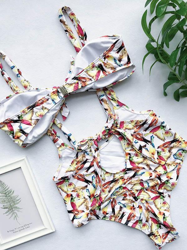 Knot Printed Bikinis Swimwear
