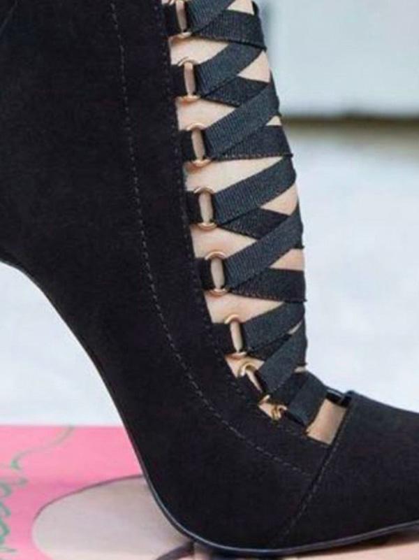Bandage Hollow High Heel Booties
