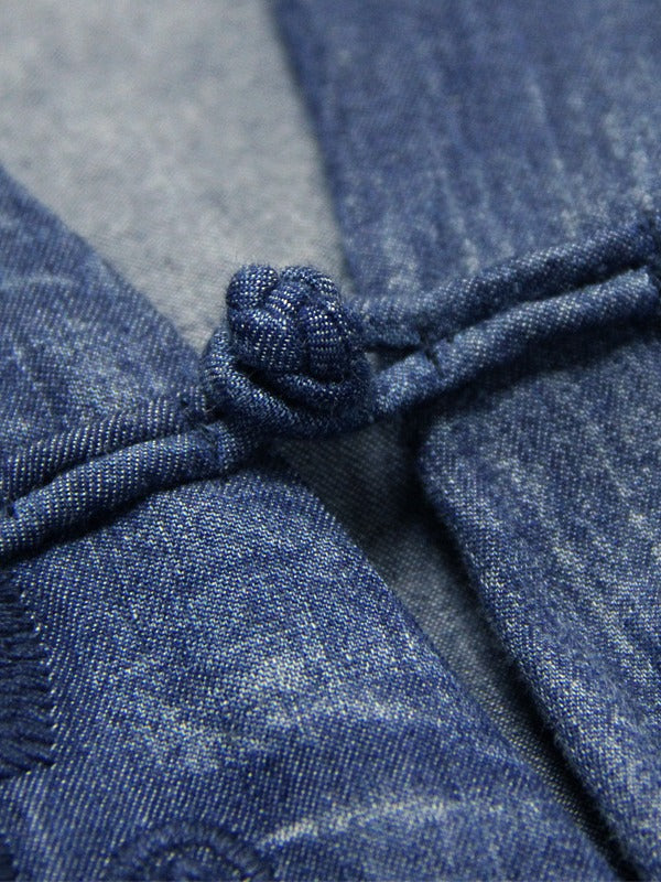 Embroidered Cropped Belted Jean Coat