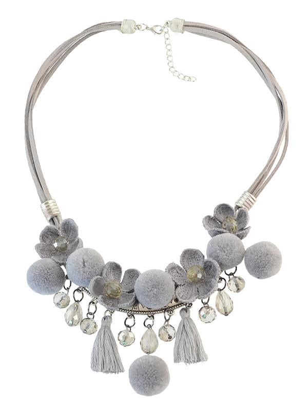 Alloy Rhinestone Resin Bead Flower pendant Necklace Accessories