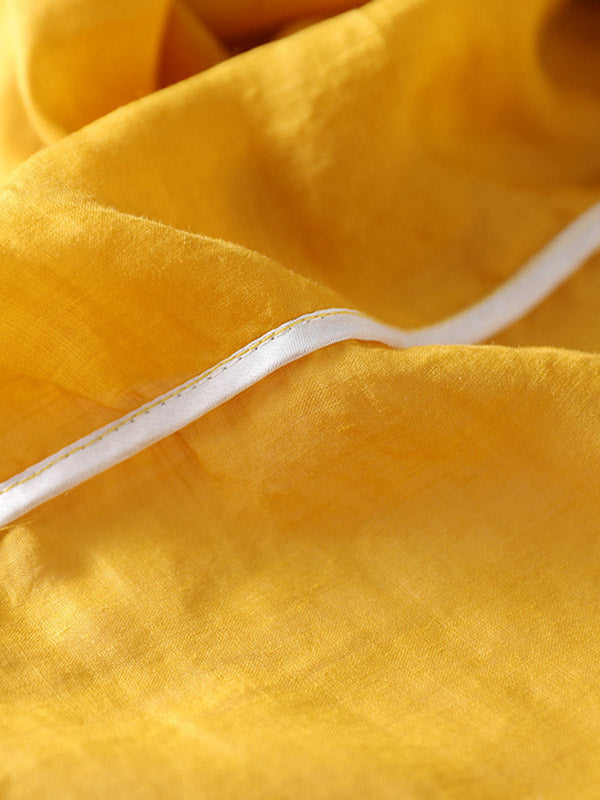 Ramie Cotton Embroidered Round-Neck T-Shirts Tops