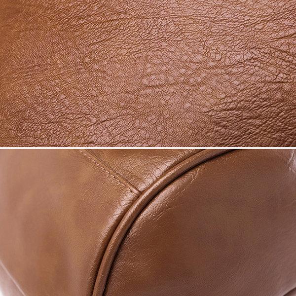 Women PU Leather Multi-pocket Backpack Solid Shoulder Bag