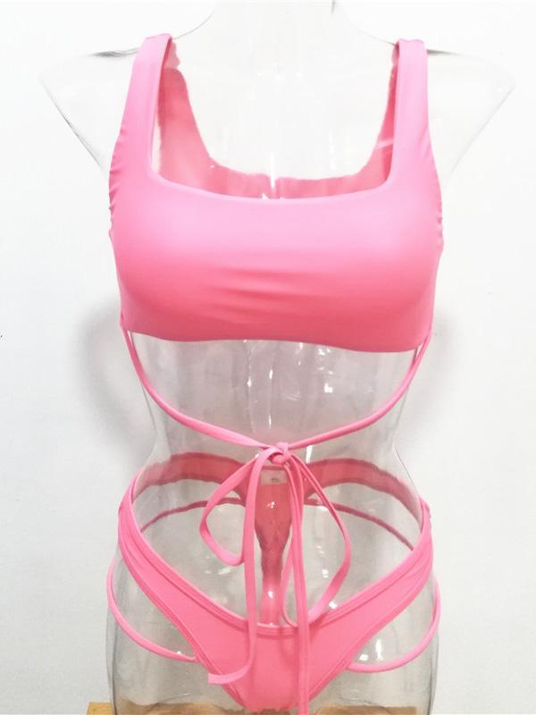 Bandeau Plain Sexy Bikinis Swimwear