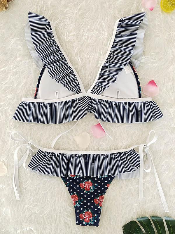 Falbala Ruffled Tied Bikinis Swimwear