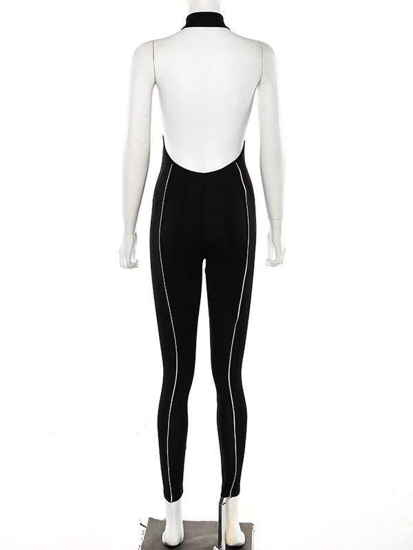 Reflective Backless Split-joint Jumpsuits