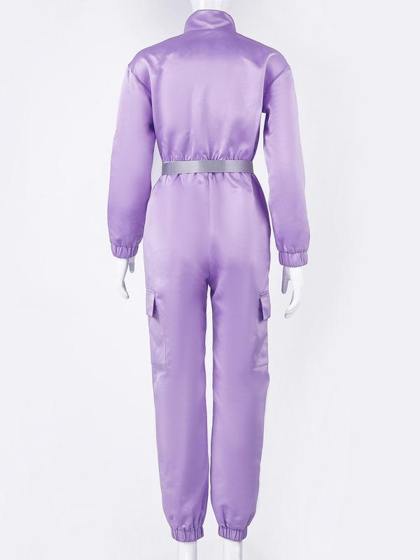 Zipper Belted Overall Jumpsuits