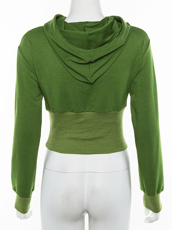 Solid Cut Out Sports Hoodie