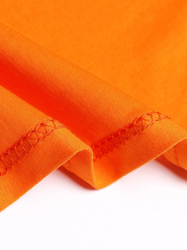 CROPPED LETTER PRINT SPLIT-FRONT ROUND-NECK T-SHIRT