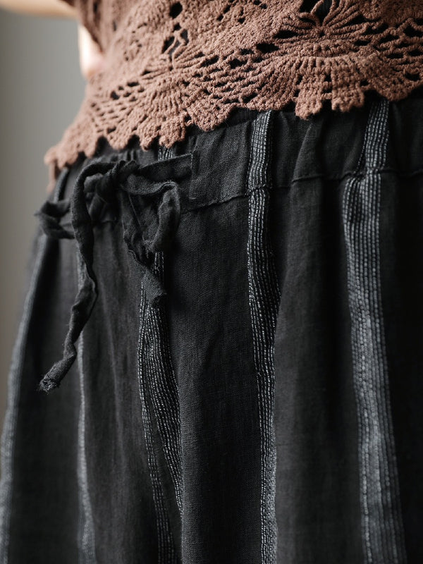 VINTAGE CASUAL DRAWSTRING STRIPED HAREM PANTS