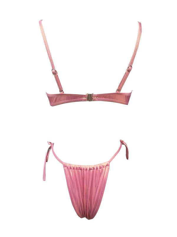 Sexy Strapless Bandage Clear Color Bikinis Swimwear