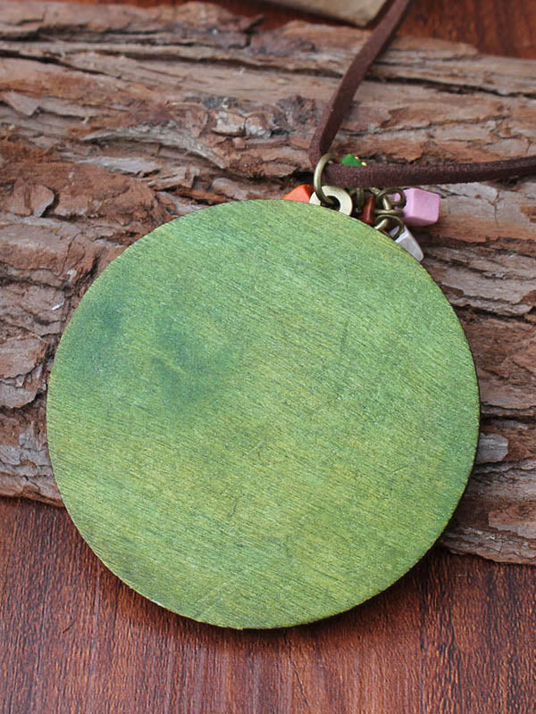 Vintage Wooden Beaded Owl Shape Necklaces Accessories