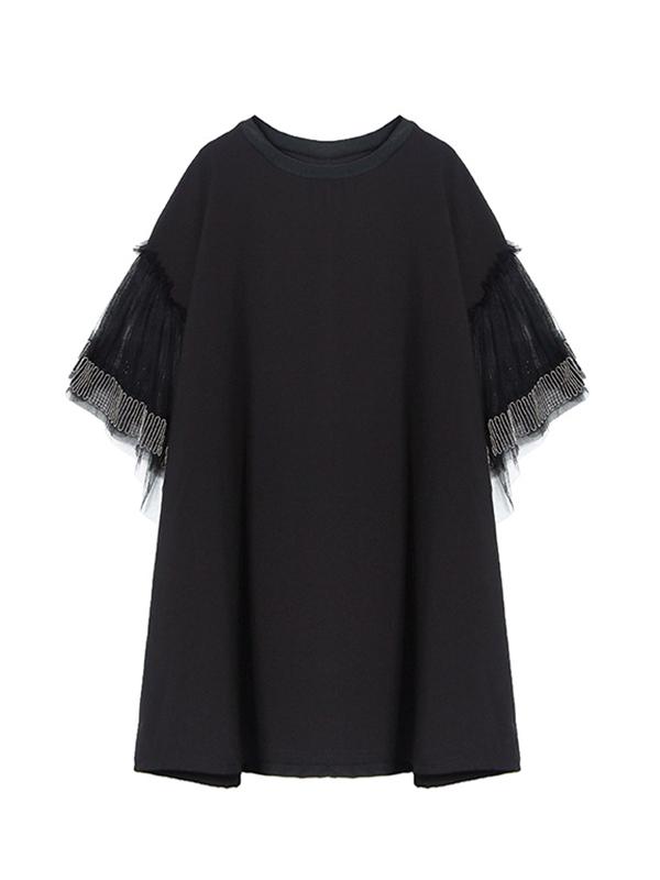 Loose Grenadine Split-joint Midi Dress