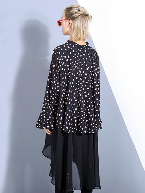 Split-joint Chiffon Polka-dot Loose Plus Size Midi Dresses