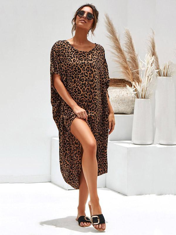 Leopard Loose Midi Dress