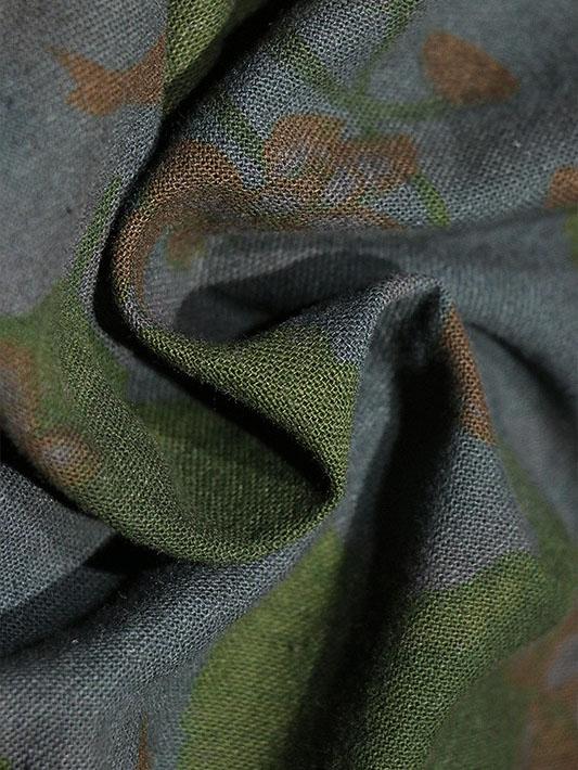 Loose Ramie Cotton Split-joint Printed Skirt Bottom