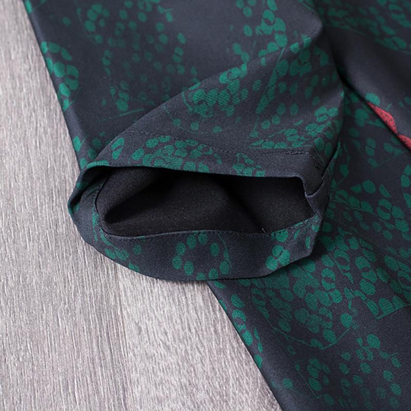 Buykud Floral Printed Casual Retro Soft Silky Dress