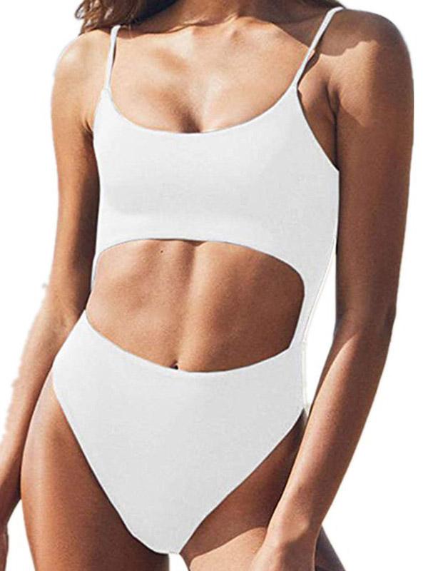 Sexy Sling Hollow Bandage One-Piece Type Swimwear