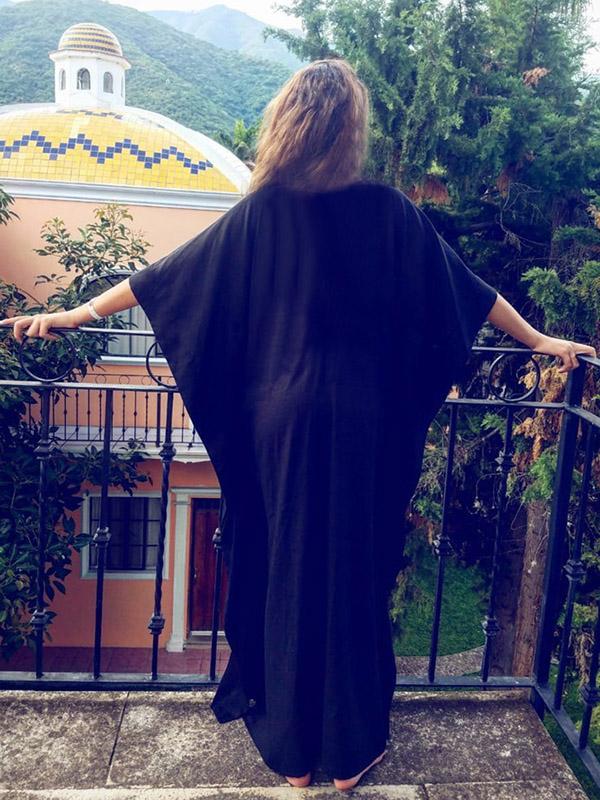 V-neck Embroidered Vacation Swimwear Cover-ups