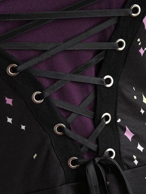 Printed Bandage Split-Joint Blouse