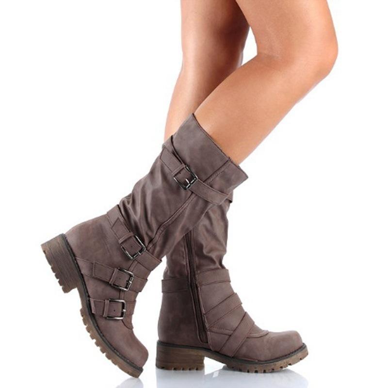 Solid Side zipper Mid Tube Boots