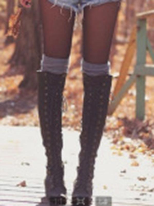 Fashion Rivet Bandage Thigh-high Boots Shoes