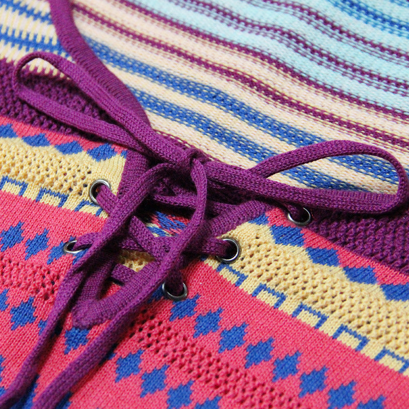 Colorful long sleeve V neck T shirt