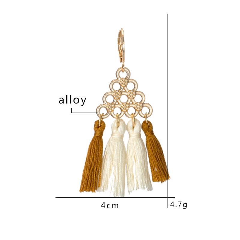Alloy new circle long tassel Bohemian Earrings Wholesale