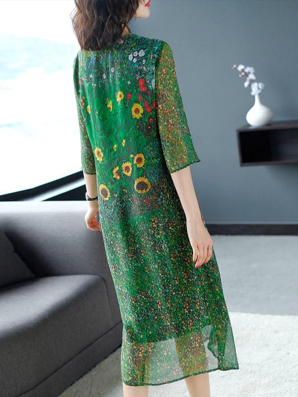 Casual Floral Printed Midi Dress