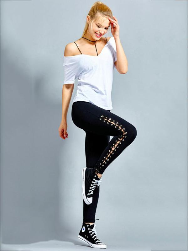 Bandage Solid Elastic Sexy Yoga Leggings