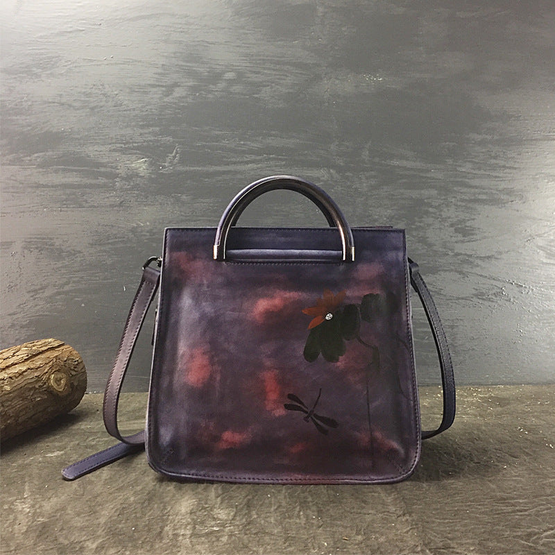 WOMEN GENUINE LEATHER VINTAGE TOTEM DESIGNER HANDBAG SHOULDER BAG