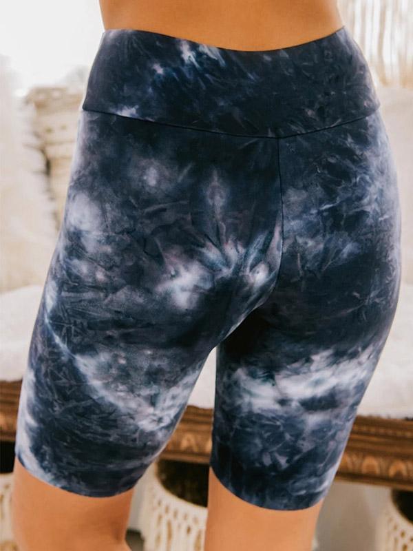 Tie-Dyed Wrap High-Waisted Sports Shorts