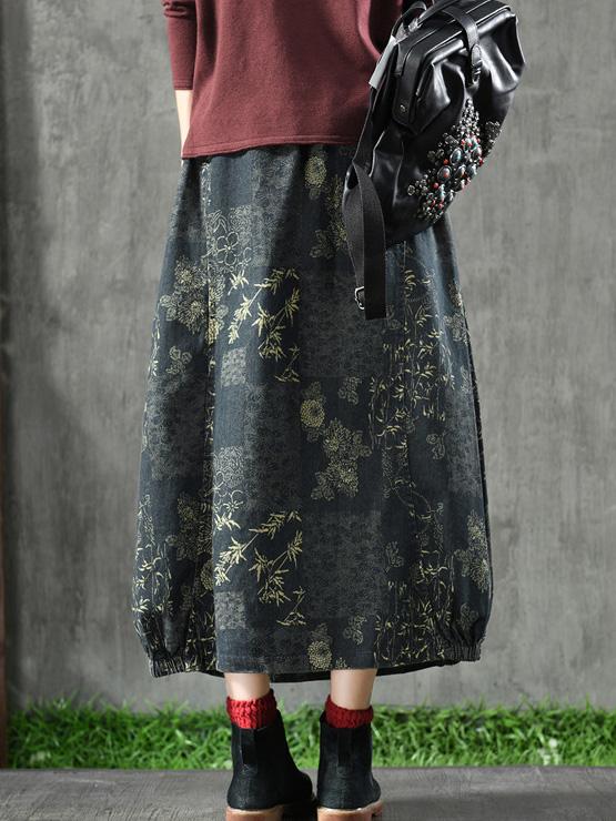 Loose Printed A-line Skirt Bottom