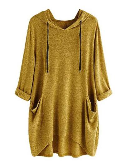 Long Sleeve Pocket Loose Casual Hoodie Irregular Large Size Blouse Hoodie for Ladies