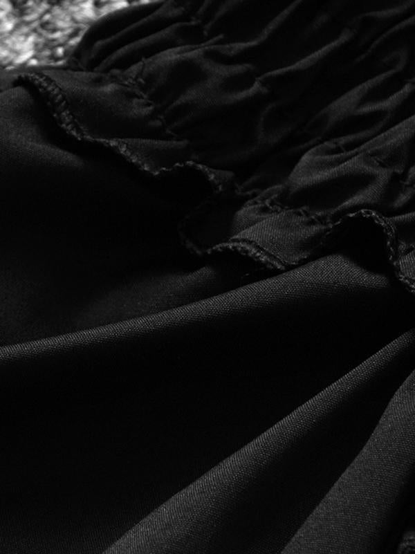 V-Neck Backless Solid Overlapping Blouse